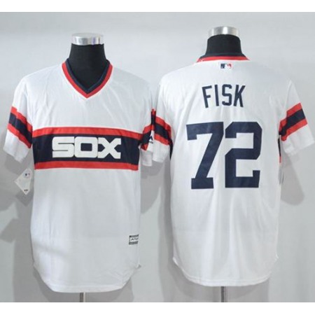 White Sox #72 Carlton Fisk White New Cool Base Alternate Home Stitched MLB Jersey