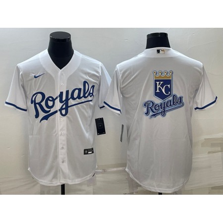 Men's Kansas City Royals White Team Big Logo Cool Base Stitched Jersey