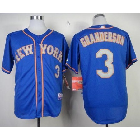 Mets #3 Curtis Granderson Blue(Grey NO.) Alternate Road Cool Base Stitched MLB Jersey