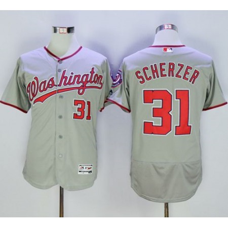 Nationals #31 Max Scherzer Grey Flexbase Authentic Collection Stitched MLB Jersey