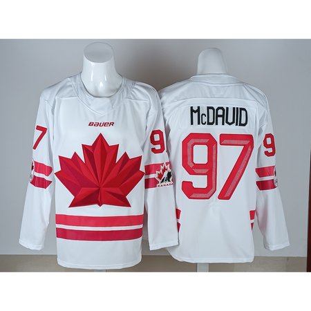 Men's Canada Hockey #97 Connor McDavid White 2026 Away Replica Jersey
