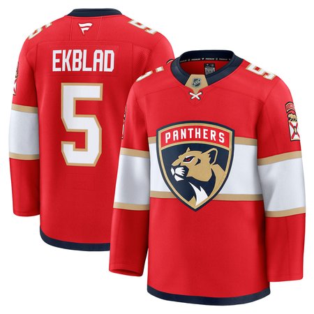 Men's Florida Panthers #5 Aaron Ekblad Red Premium Authentic Home Jersey