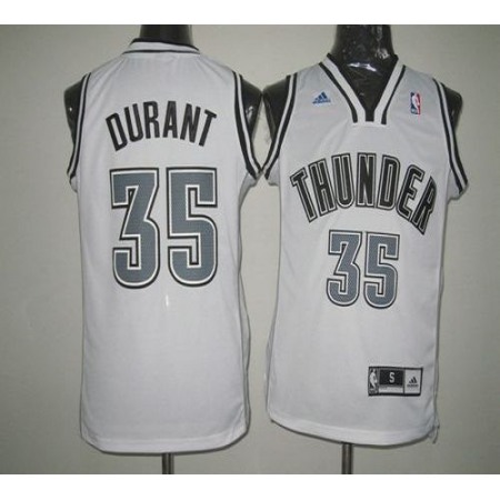 Thunder #35 Kevin Durant White on White Stitched NBA Jersey