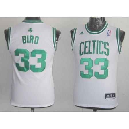 Celtics #33 Larry Bird White Throwback Stitched Youth NBA Jersey