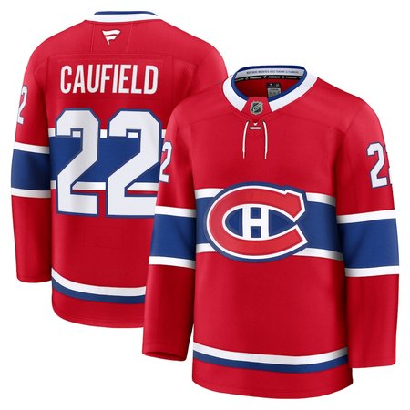 Men's Montreal Canadiens #22 Cole Caufield Red Home Premium Jersey