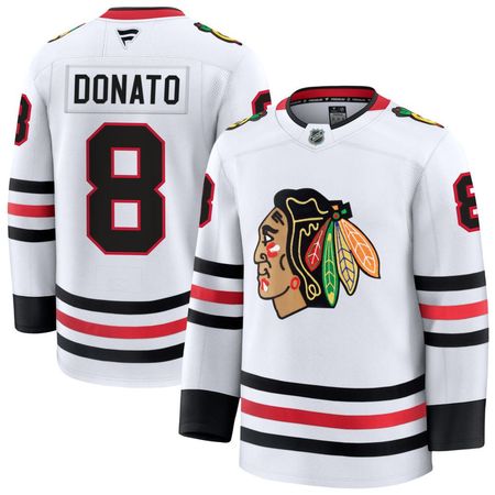Youth Chicago Blackhawks #8 Ryan Donato White Away Jersey