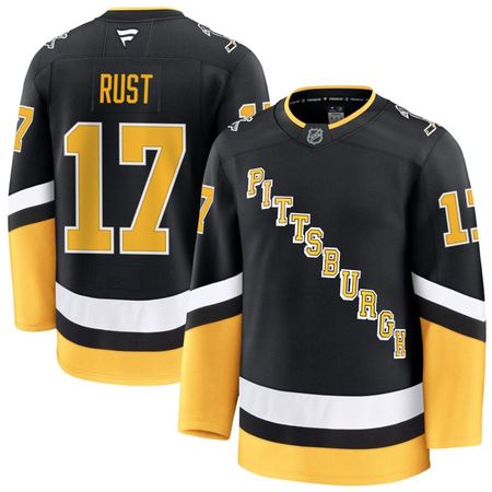 Men's Pittsburgh Penguins #17 Bryan Rust Black Alternate Premium Jersey