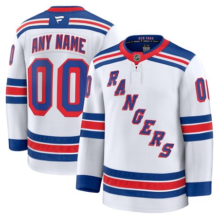 Youth New York Rangers White Away Custom Jersey