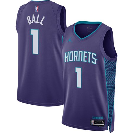 Men's Charlotte Hornets #1 LaMelo Ball Purple Swingman Statement Edition Jersey