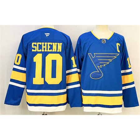 Men's St. Louis Blues #10 Brayden Schenn Blue 2025 With C Patch Stitched Hockey Premium Jersey