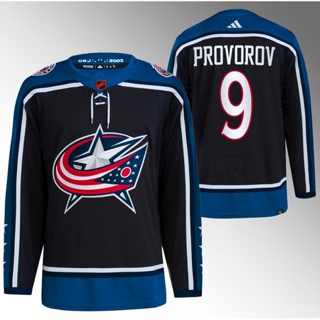 Men's Columbus Blue Jackets #9 Ivan Provorov Black 2022-23 Reverse Retro Stitched Premium Jersey