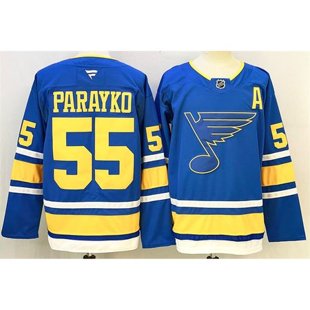 Men's St. Louis Blues #55 Colton Parayko Blue 2025 With A Patch Stitched Hockey Premium Jersey