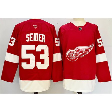 Youth Detroit Red Wings #53 Moritz Seider Red 2024-25 Home Stitched Jersey