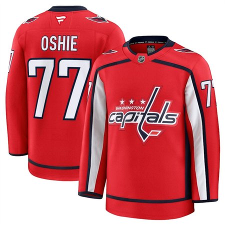 Men's Washington Capitals #77 TJ Oshie Red 2024-25 Home Stitched Hockey Premium Jersey