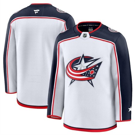 Men's Columbus Blue Jackets Blank White 2024-25 Away Stitched Hockey Premium Jersey