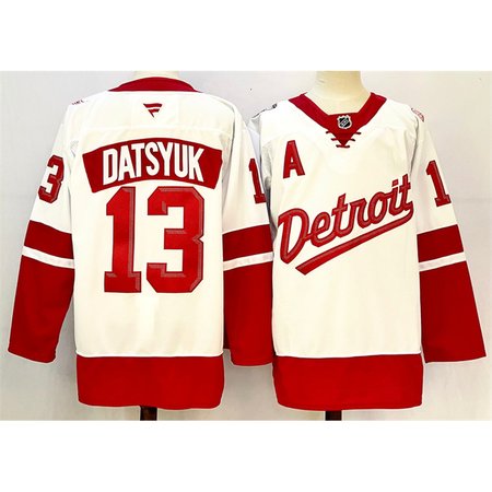 Youth Detroit Red Wings #13 Pavel Datsyuk White/Red 2024-25 With A Patch Stitched Jersey