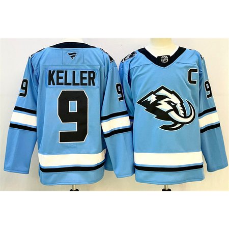 Men's Utah Mammoth #9 Clayton Keller Blue 2025 With C Patch Stitched Premium Jersey