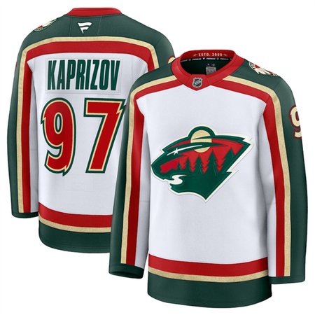 Men's Minnesota Wild #97 Kirill Kaprizov White 2025 25th Anniversary Stitched Hockey Premium Jersey