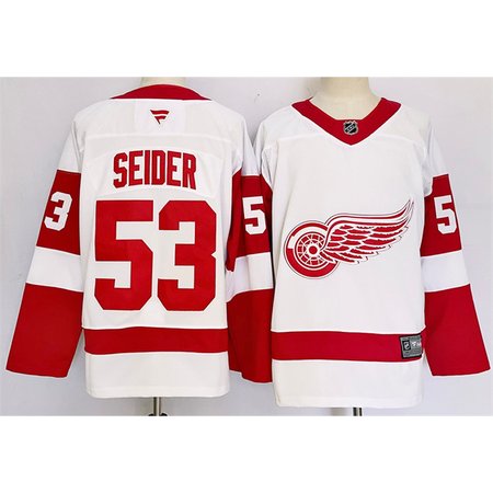 Youth Detroit Red Wings #53 Moritz Seider White 2024-25 Stitched Jersey