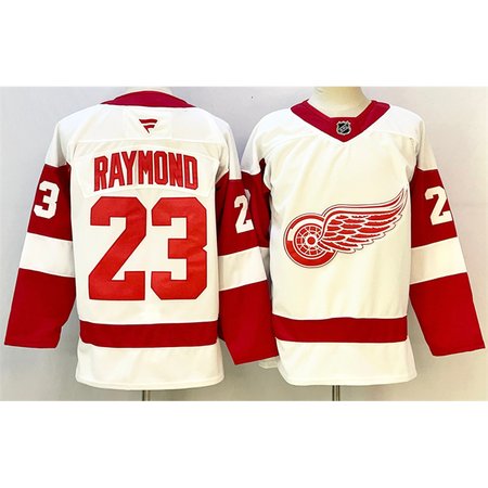 Youth Detroit Red Wings #23 Lucas Raymond White 2024-25 Stitched Jersey