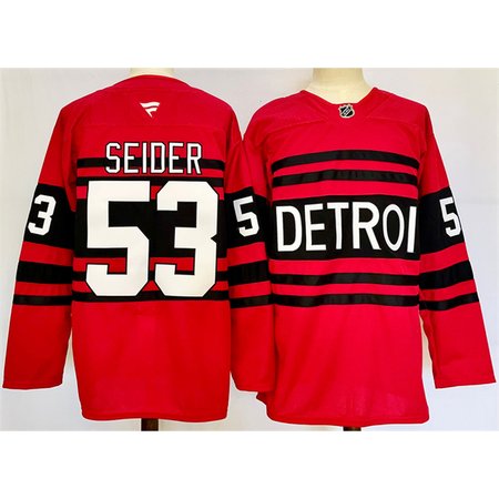 Youth Detroit Red Wings #53 Moritz Seider Red 2024-25 Reverse Retro Stitched Jersey