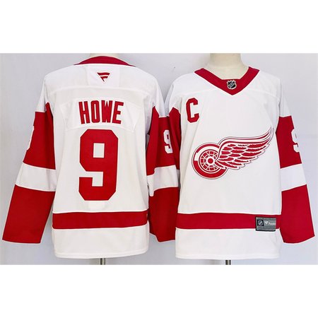 Youth Detroit Red Wings #9 Gordie Howe White 2024-25 Stitched Jersey