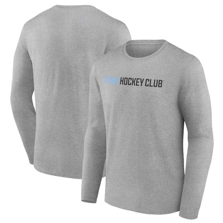 Men's Utah Mammoth Heather Gray Wordmark Logo Long Sleeve T-Shirt