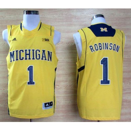 Wolverines #1 Glenn Robinson III Gold Basketball Stitched NCAA Jersey
