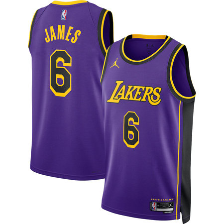 Men's Los Angeles Lakers #6 LeBron James Purple Statement Edition Swingman Jersey