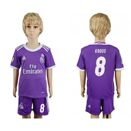 Real Madrid #8 Kroos Away Kid Soccer Club Jersey