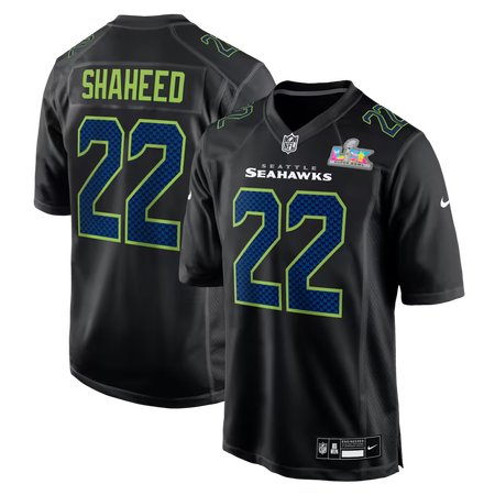 Youth Seattle Seahawks #22 Rashid Shaheed Nike Black Super Bowl LX Patch Carbon Fashion Game Jersey