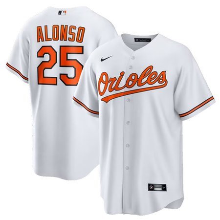 Men's Baltimore Orioles #25 Pete Alonso Nike White Home Replica Jersey