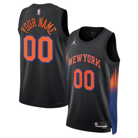 Men's New York Knicks Black Swingman Statement Edition Custom Jersey