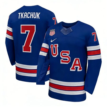 Men's USA Hockey #7 Brady Tkachuk Royal 2026 Home Replica Jersey