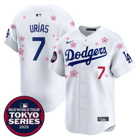 Youth Los Angeles Dodgers #7 Julio Urias White Tokyo 2025 Cool Base Stitched Baseball Jersey