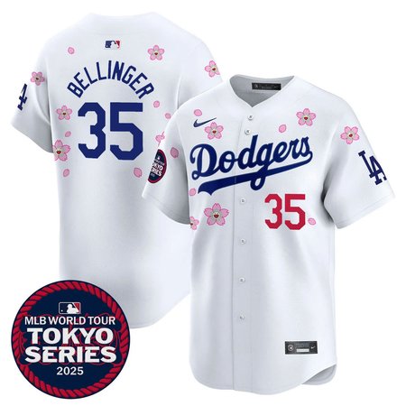 Youth Los Angeles Dodgers #35 Cody Bellinger White Tokyo 2025 Cool Base Stitched Baseball Jersey