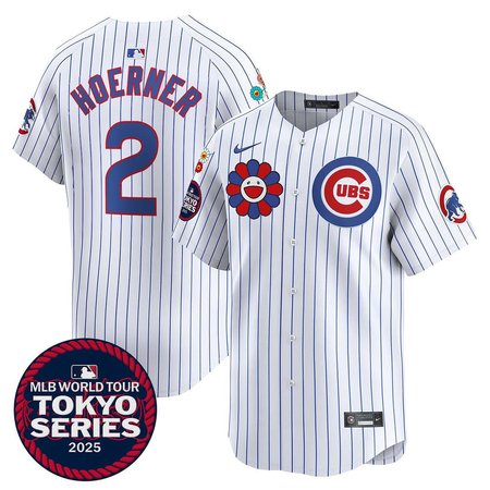 Youth Chicago Cubs #2 Nico Hoerner White Tokyo 2025 Cool Base Stitched Baseball Jersey