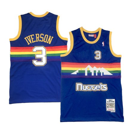 Men's Denver Nuggets #3 Allen Iverson Royal Stitched Basketball Jersey