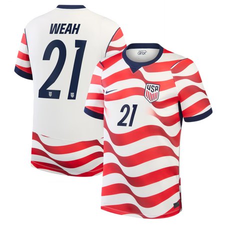 Men's Timothy Weah #21 USA Home Stadium Replica Jersey World Cup 2026