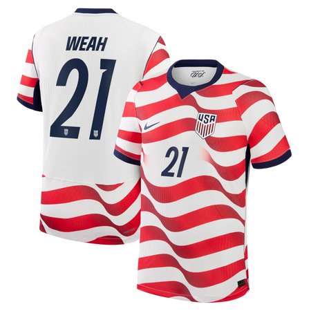 Men's Timothy Weah #21 USA Home Stadium Authentic Jersey World Cup 2026
