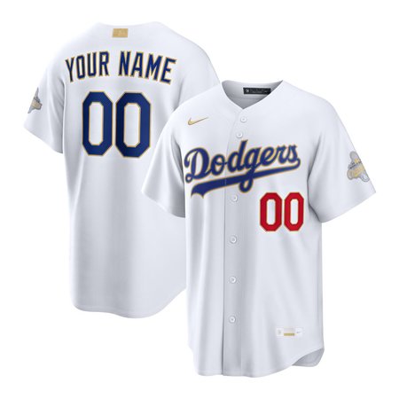 Youth Los Angeles Dodgers Nike White 2026 Gold Collection Authentic Custom Jersey
