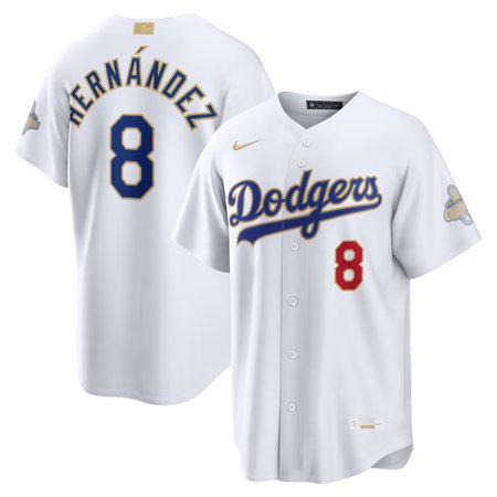 Men's Los Angeles Dodgers #8 Enrique Hernandez Nike White 2026 Gold Collection Stadium Jersey