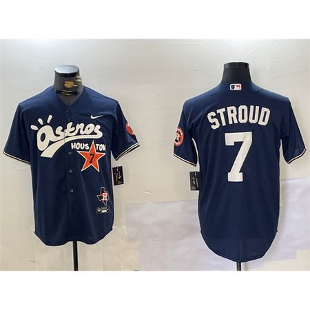 Youth Houston Astros #7 C.J. Stroud Navy Cactus Jack Style Vapor Premier Limited Stitched Baseball Jersey
