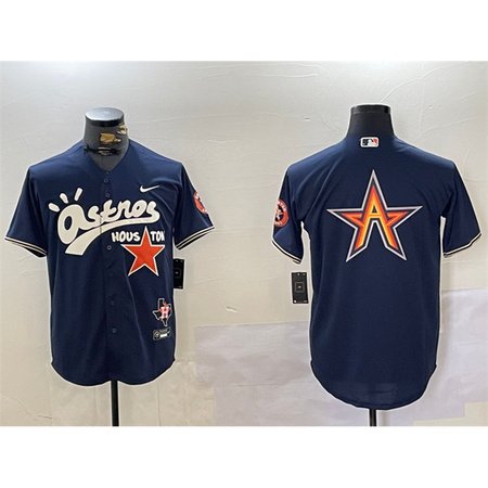 Men's Houston Astros Navy Team Big Logo Cactus Jack Style Vapor Premier Limited Stitched Baseball Jersey