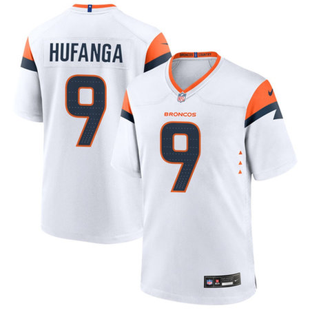 Men's Denver Broncos #9 Talanoa Hufanga White Alternate Game Jersey