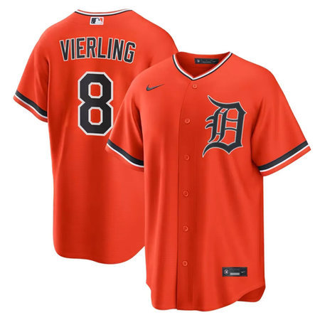 Men's Detroit Tigers #8 Matt Vierling Orange Cool Base Stitched Jersey