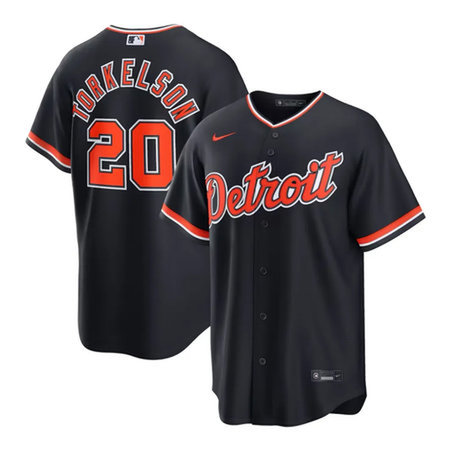 Men's Detroit Tigers #20 Spencer Torkelson Black Cool Base Stitched Jersey