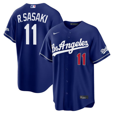 Men's Los Angeles Dodgers #11 Roki Sasaki Nike Royal Alternate Stadium Jersey