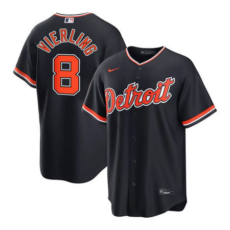 Men's Detroit Tigers #8 Matt Vierling Black Cool Base Stitched Jersey