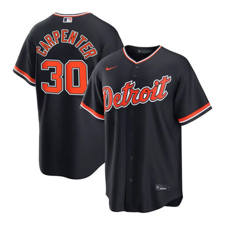 Men's Detroit Tigers #30 Kerry Carpenter Black Cool Base Stitched Jersey